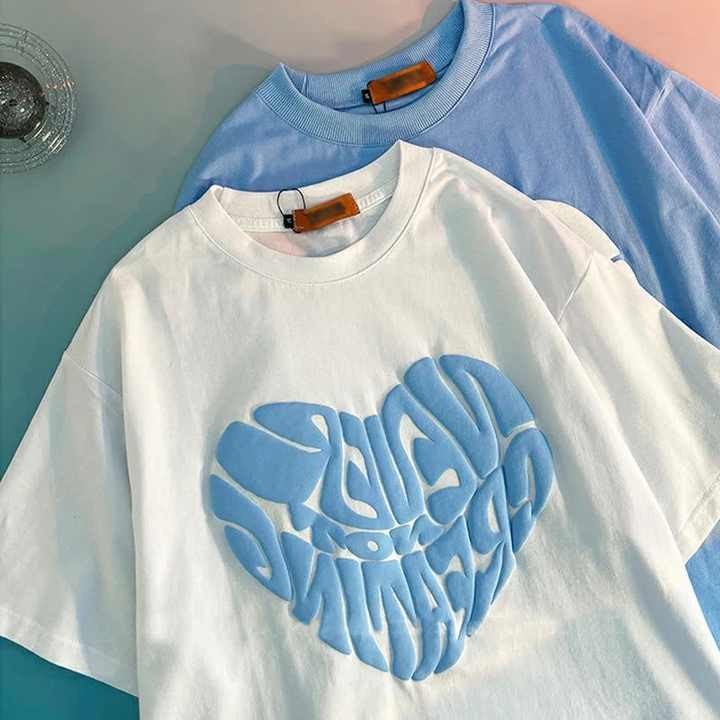 High Quality Promotional Bulk Camisas De Hombre Blank Cotton Bubble Print T-shirt Sublimation Custom T-shirt Plain Print logo